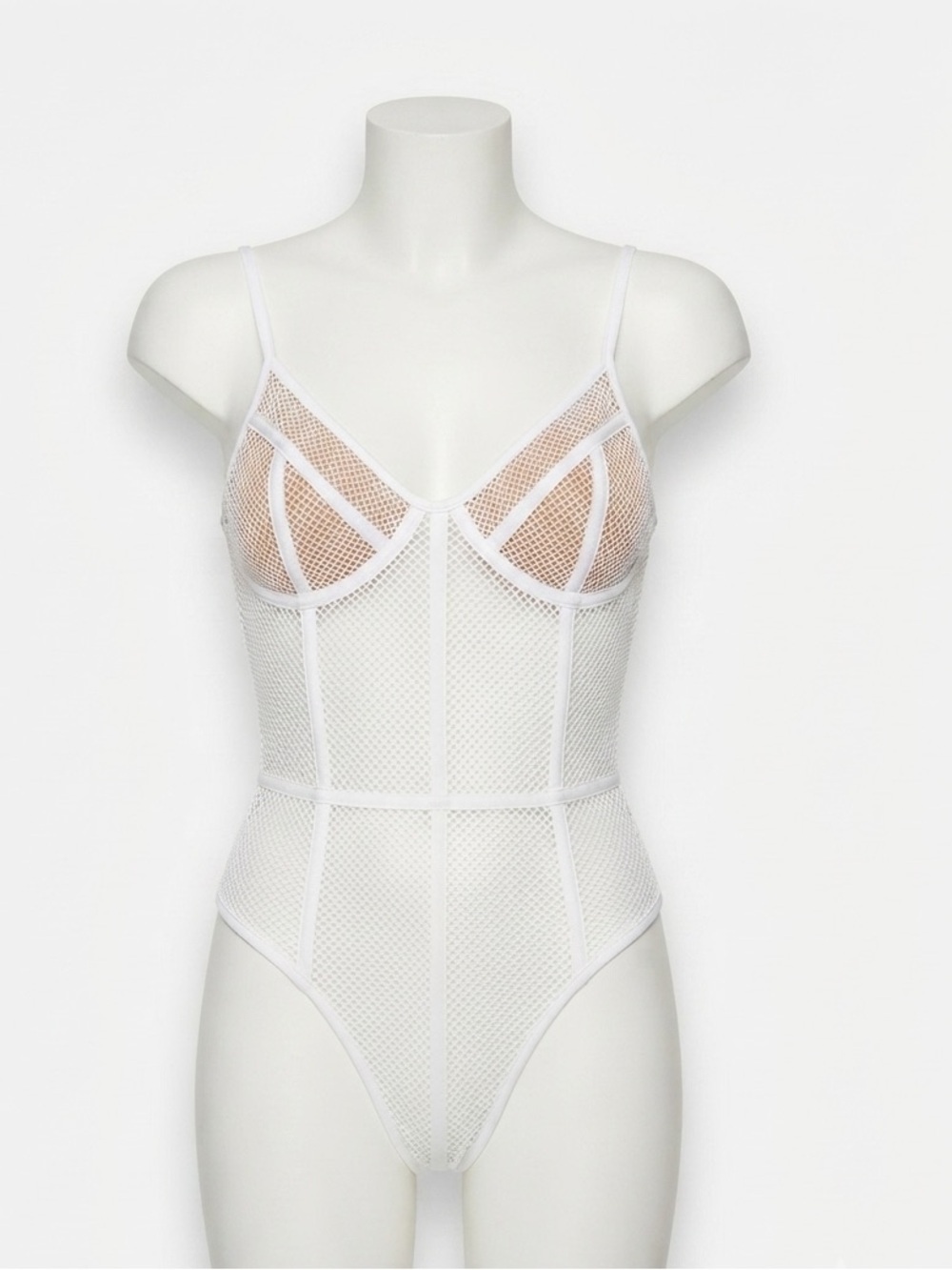 Y2K Mesh Corset Bodysuit Size S Sheer Net Boning Bodice indie 90s boudoir chic